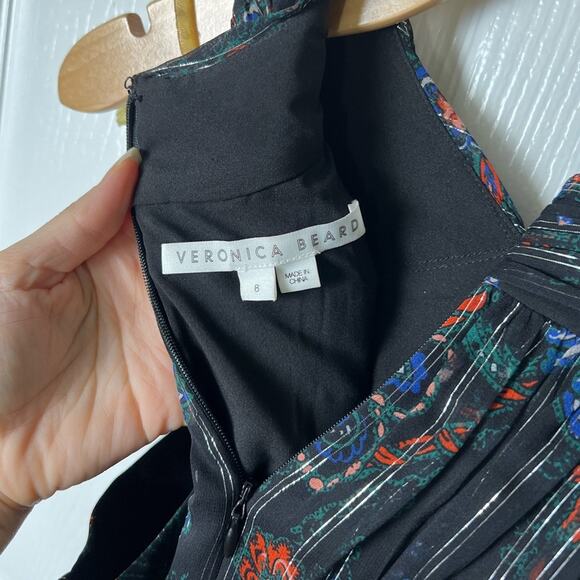 Veronica Beard Womens Silk Metallic Floral Black Open Back Multi Kailani Top 8 - Picture 10 of 10